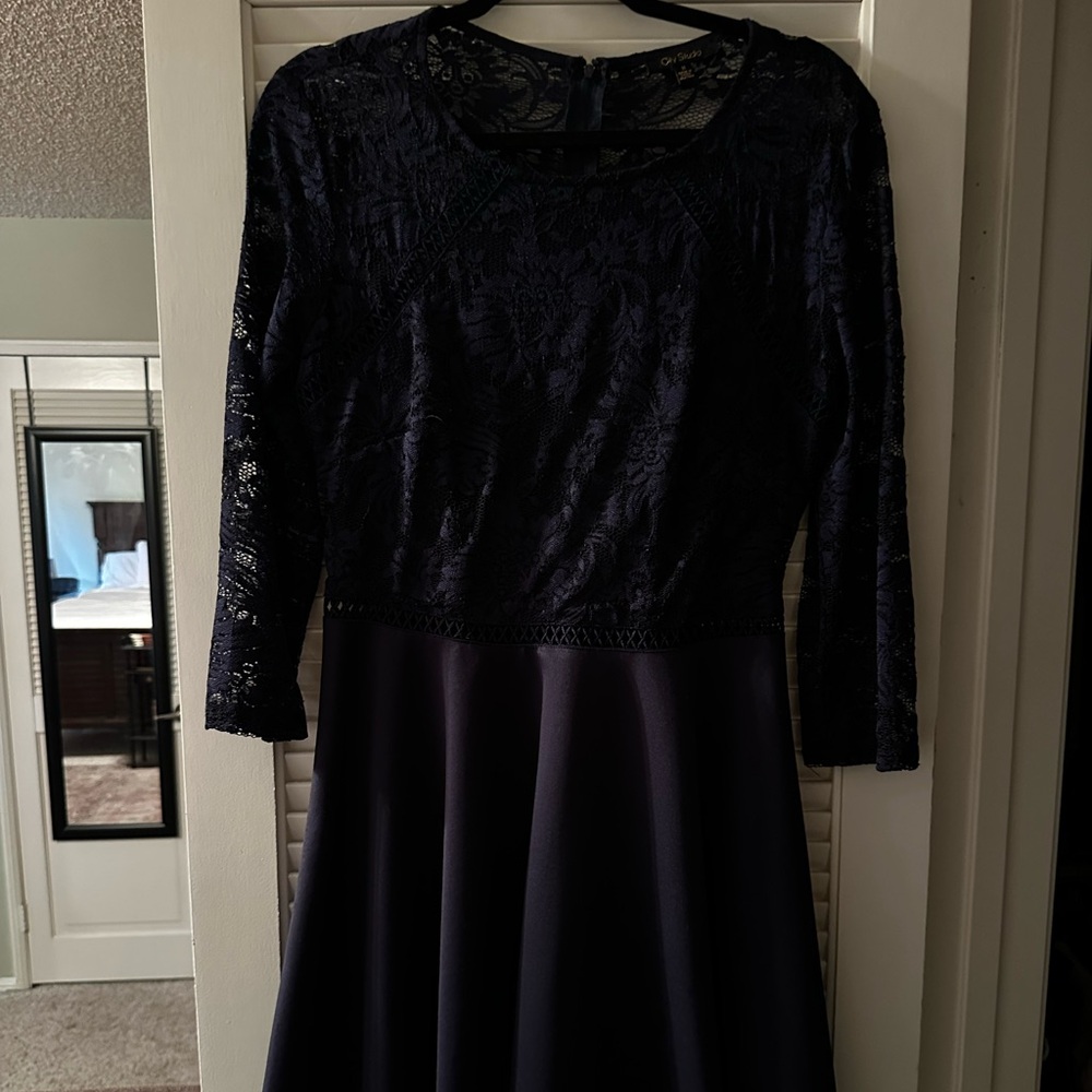 City Studio Navy Long Sleeve Lace Dress